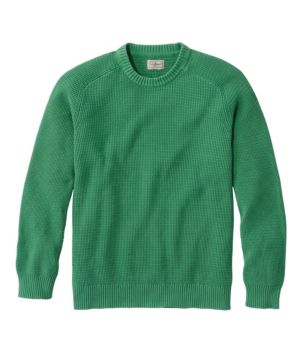 Men's Textured Washed Cotton Sweaters, Crewneck