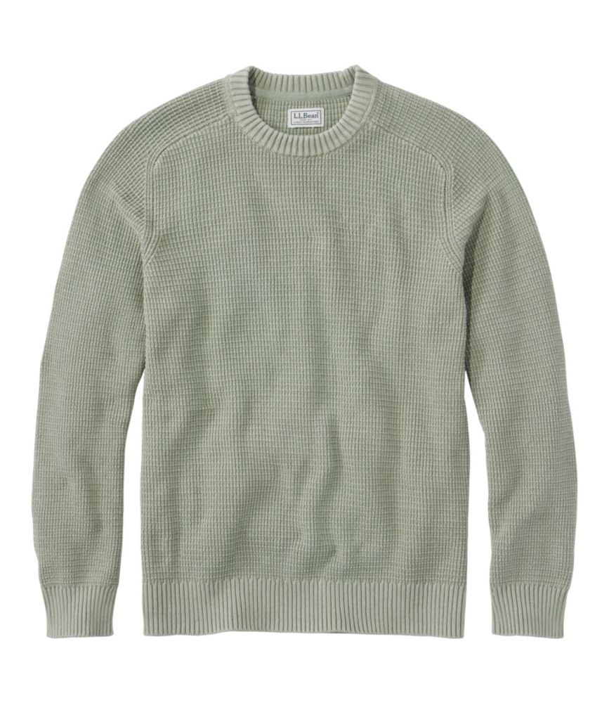 Men's Textured Washed Cotton Sweaters, Crewneck