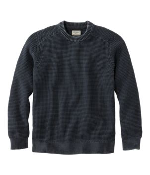 Men's Sunwashed Textured Cotton Sweater, Crewneck