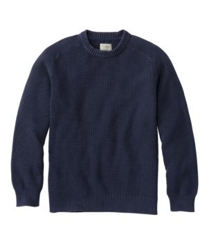 Men's Sunwashed Textured Cotton Sweater, Crewneck