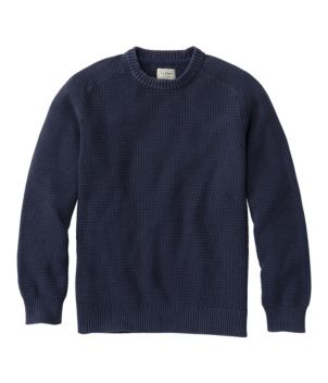 Men's Textured Washed Cotton Sweaters, Crewneck