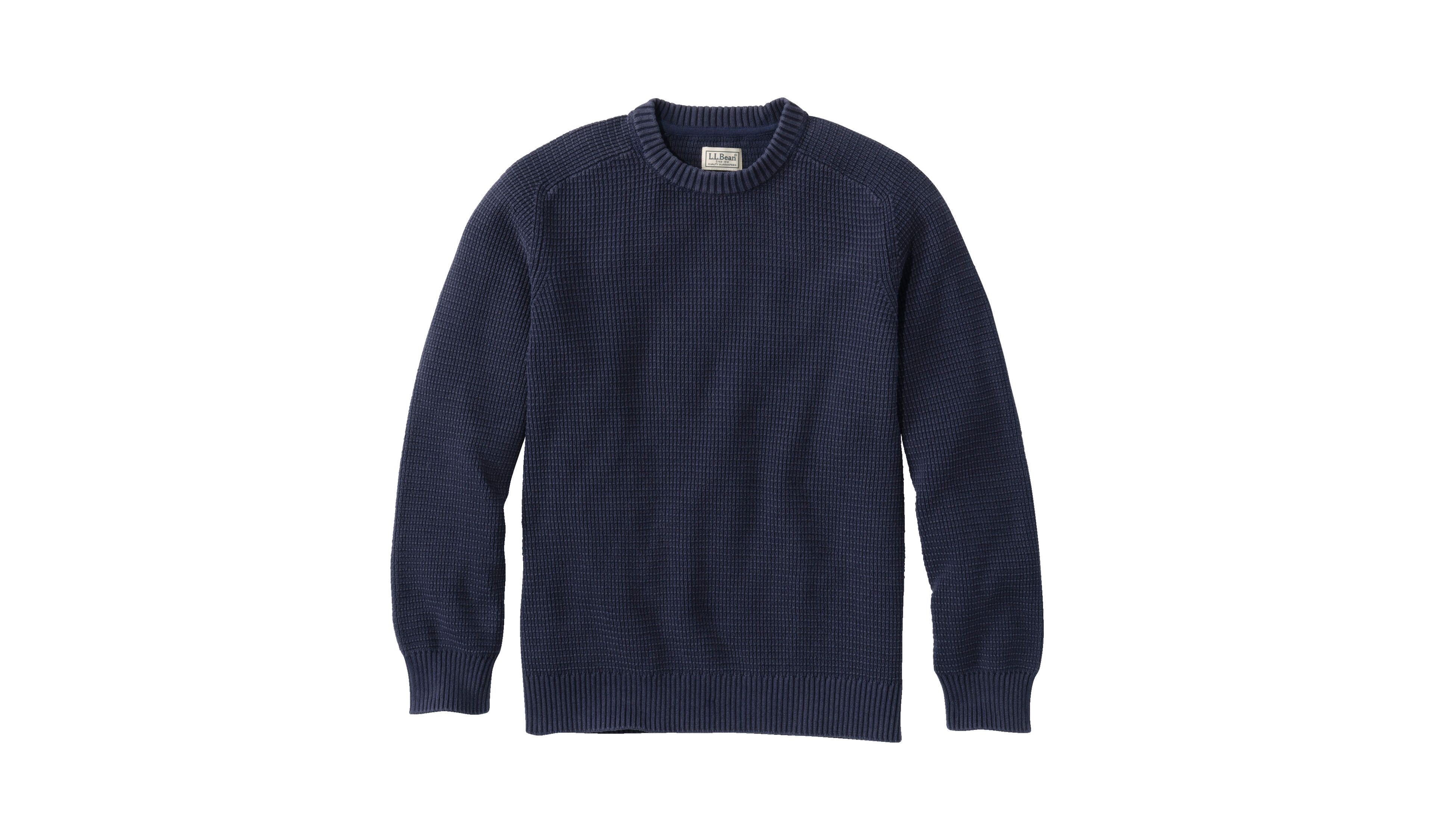 Men's Sunwashed Textured Cotton Sweater, Crewneck