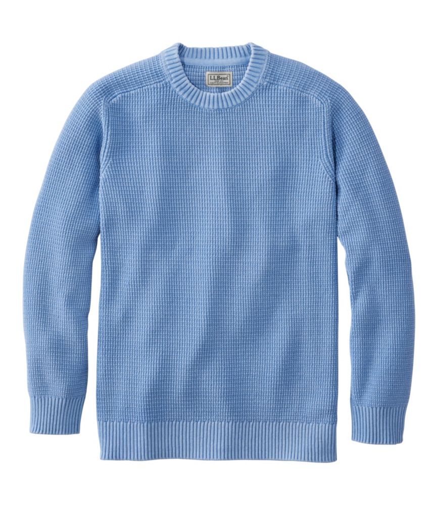 Men's Textured Washed Cotton Sweaters, Crewneck