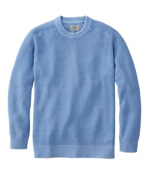 Men's Textured Washed Cotton Sweaters, Crewneck