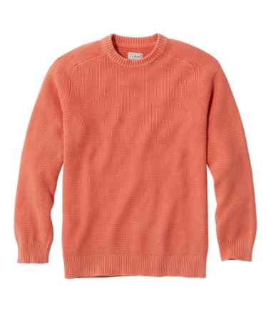 Men's Textured Washed Cotton Sweaters, Crewneck