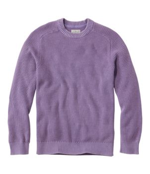 Men's Textured Washed Cotton Sweaters, Crewneck