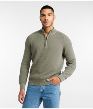 Men's Sunwashed Textured Cotton Sweater, Quarter-Zip