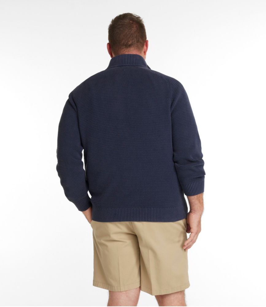 Men's Textured Washed Cotton Sweaters, Quarter-Zip, Classic Navy, small image number 5