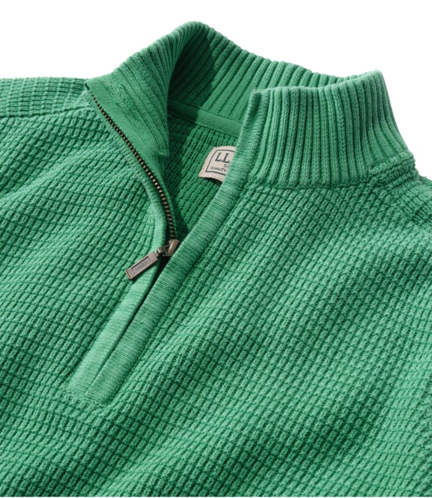 Men's Sunwashed Textured Cotton Sweater, Quarter-Zip, Bright Blue, small image number 6