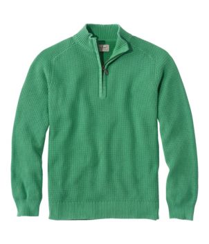 Men's Textured Washed Cotton Sweaters, Quarter-Zip