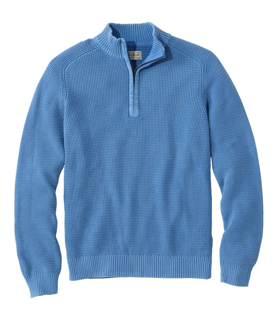 Men's Textured Washed Cotton Sweaters, Quarter-Zip | Sweaters at L.L.Bean