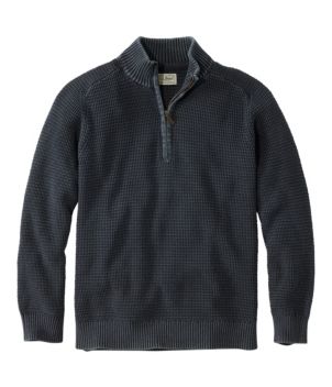 Men's Sunwashed Textured Cotton Sweater, Quarter-Zip