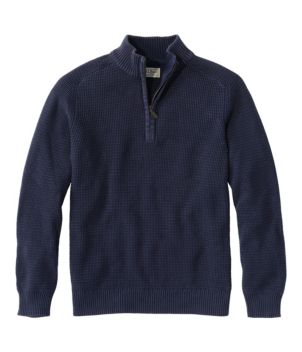 Men's Textured Washed Cotton Sweaters, Quarter-Zip