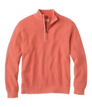 Men's Textured Washed Cotton Sweaters, Quarter-Zip