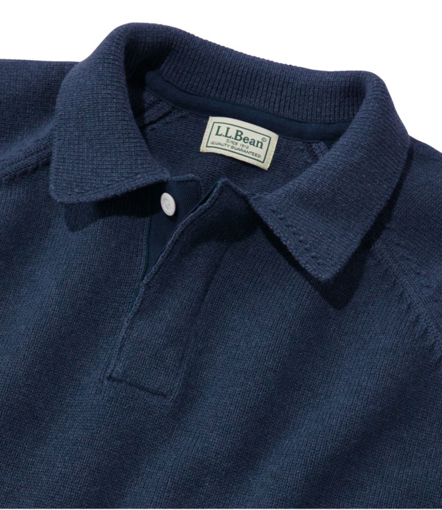 Men's Wicked Soft Cotton/Cashmere Sweater, Rugby Polo, Classic Navy, small image number 6