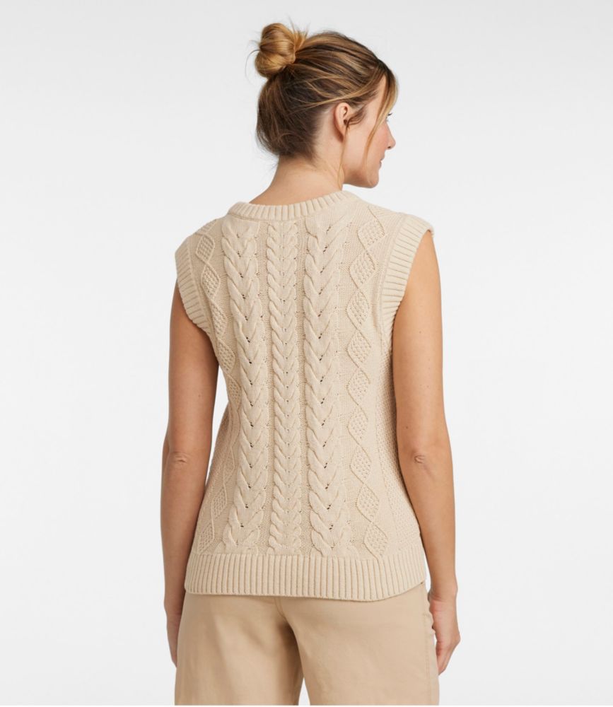 Women's Signature Classic Fisherman Sweater Vest, Navy, small image number 3
