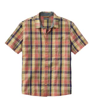 Men's Signature Seersucker Madras Shirt, Slightly Fitted, Short-Sleeve