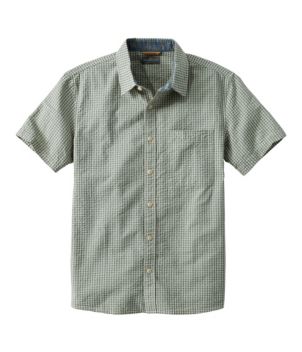 Men's Signature Seersucker Madras Shirt, Slightly Fitted, Short-Sleeve