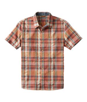 Men's Signature Seersucker Madras Shirt, Slightly Fitted, Short-Sleeve