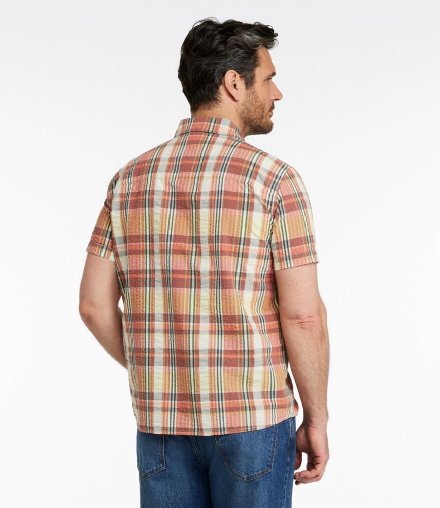 Men's Signature Seersucker Madras Shirt, Slightly Fitted, Short-Sleeve