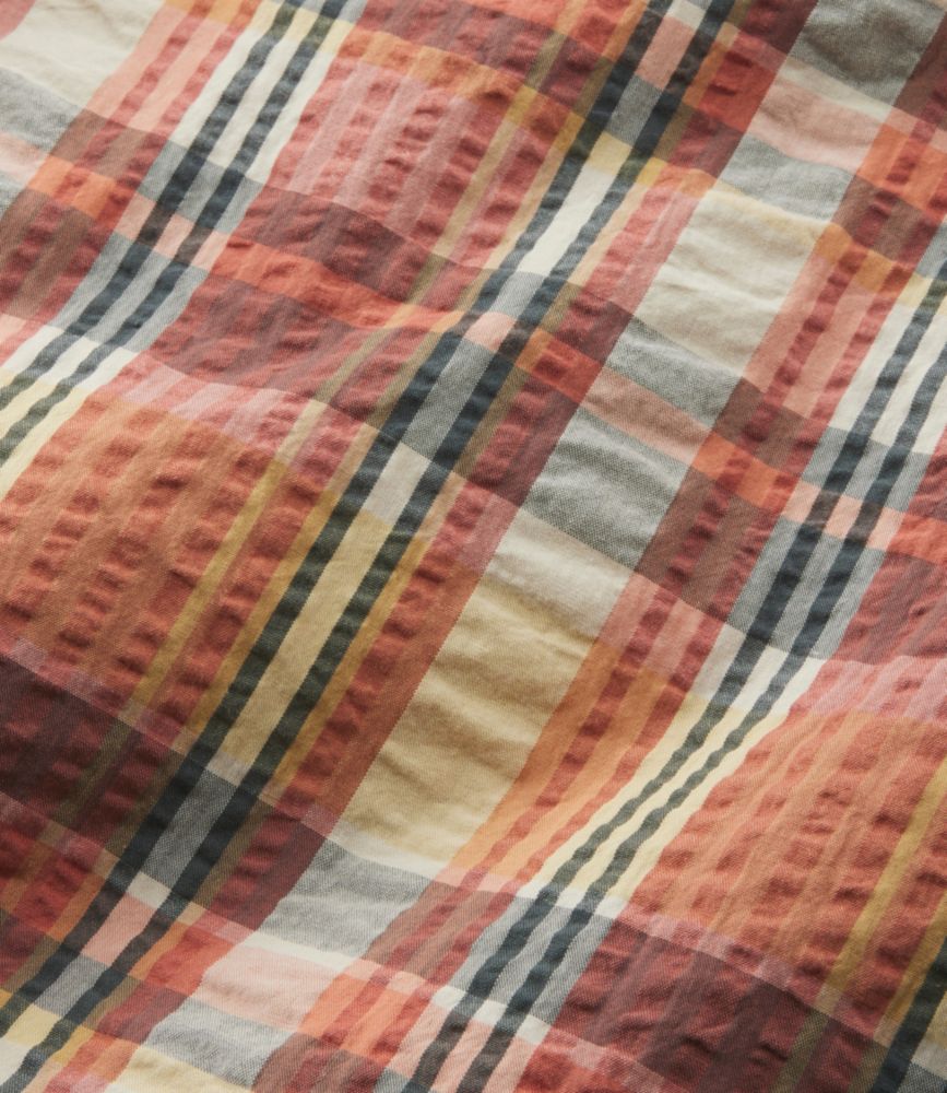 Men's Signature Seersucker Madras Shirt, Slightly Fitted, Short-Sleeve