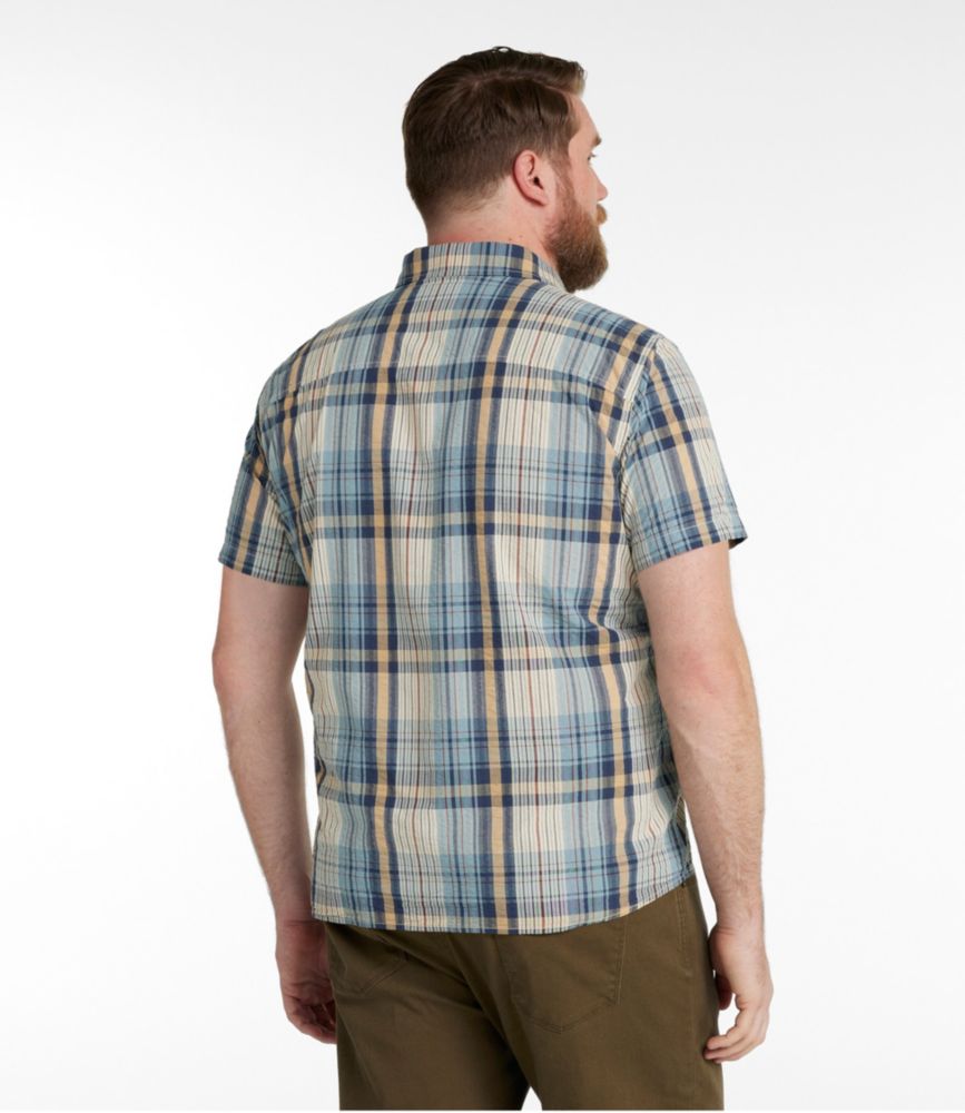 Men's Signature Seersucker Madras Shirt, Slightly Fitted, Short-Sleeve