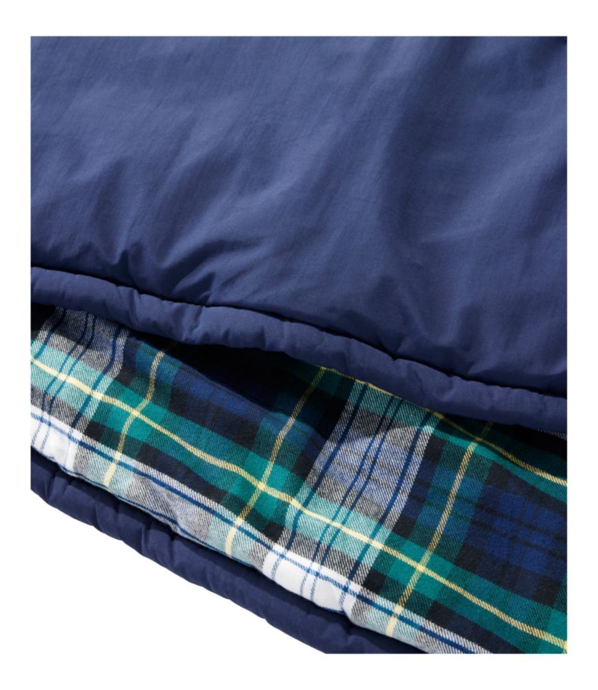 Kids' L.L.Bean Flannel Lined Camp Sleeping Bag, 40°, Bright Navy/Dress Gordon, small image number 3