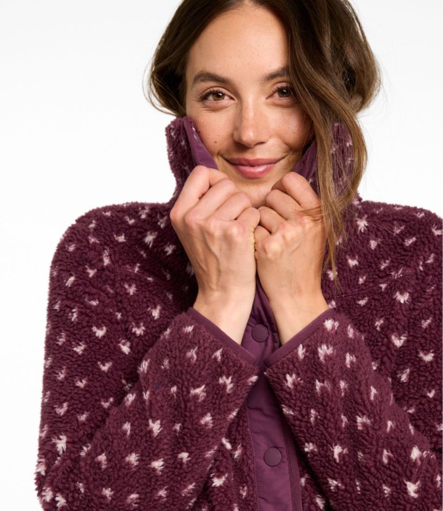 Women's Bean's Sherpa Fleece Jacket, Print, Fig Birdseye, small image number 9