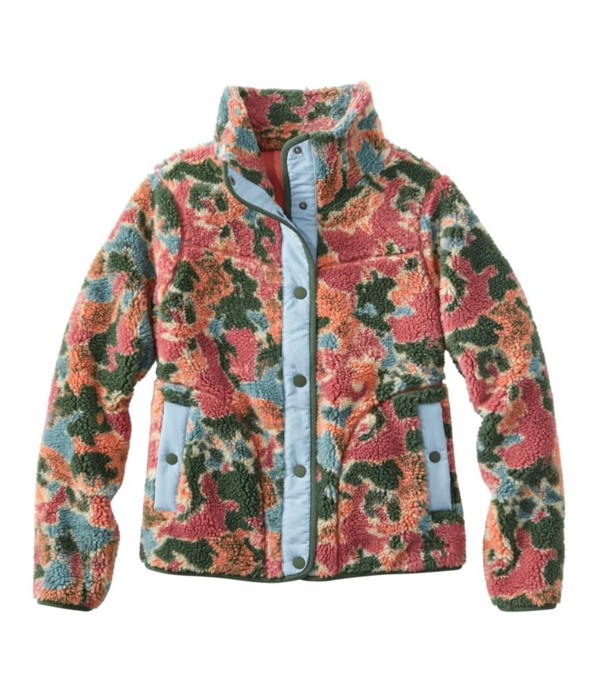 Floral Sherpa Full-Zip Jacket in Espresso Bean