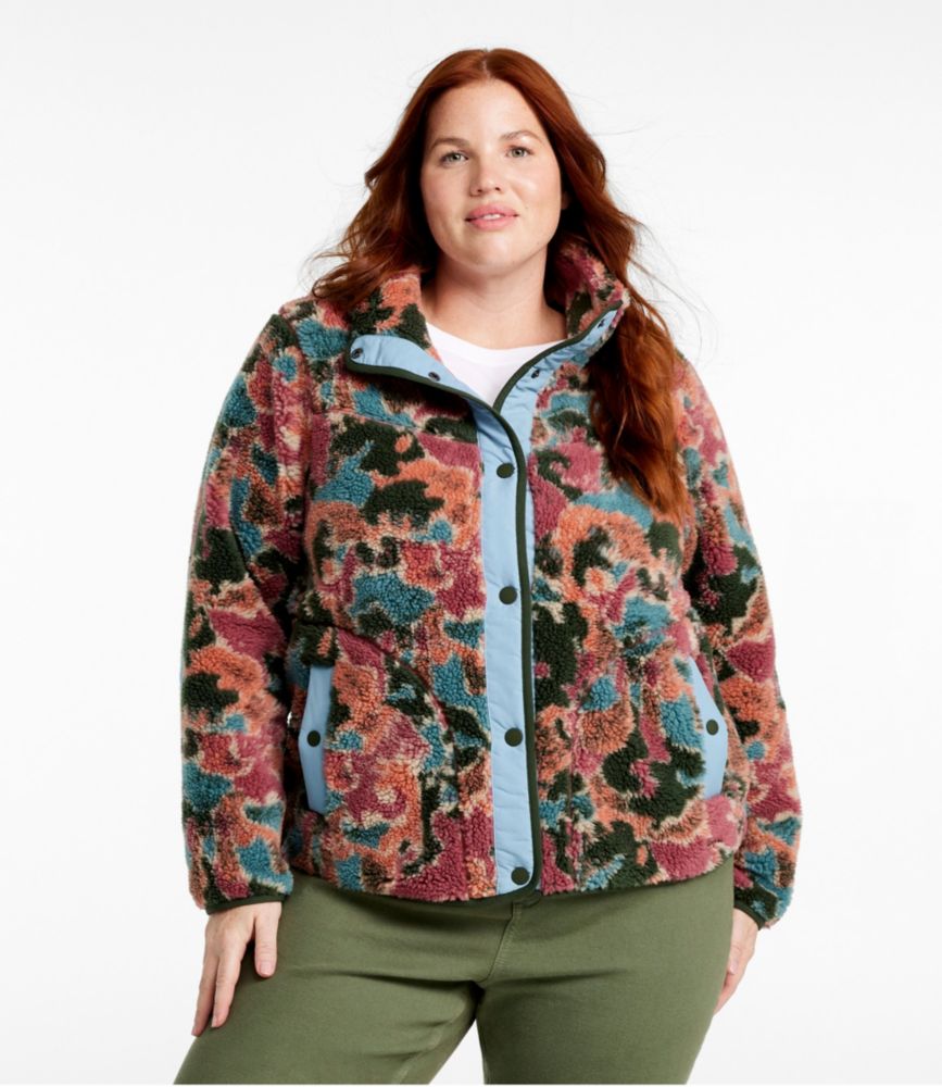 Women's Bean's Sherpa Fleece Jacket, Print, Sienna Brick Camo, small image number 2
