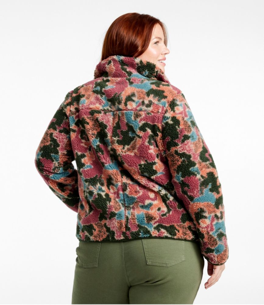 Women's Bean's Sherpa Fleece Jacket, Print, Sienna Brick Camo, small image number 3