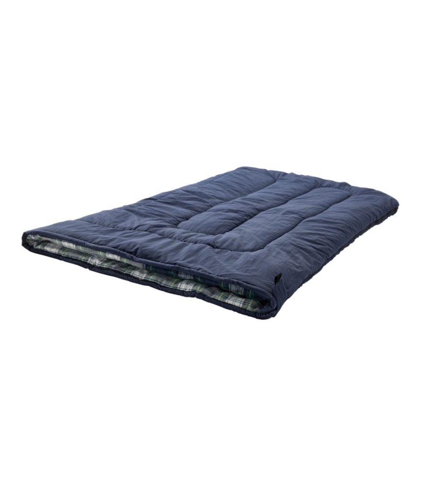 Adults' L.L.Bean Flannel Lined Camp Sleeping Bag, 20°, Deep Loden/Buffalo Plaid, small image number 2