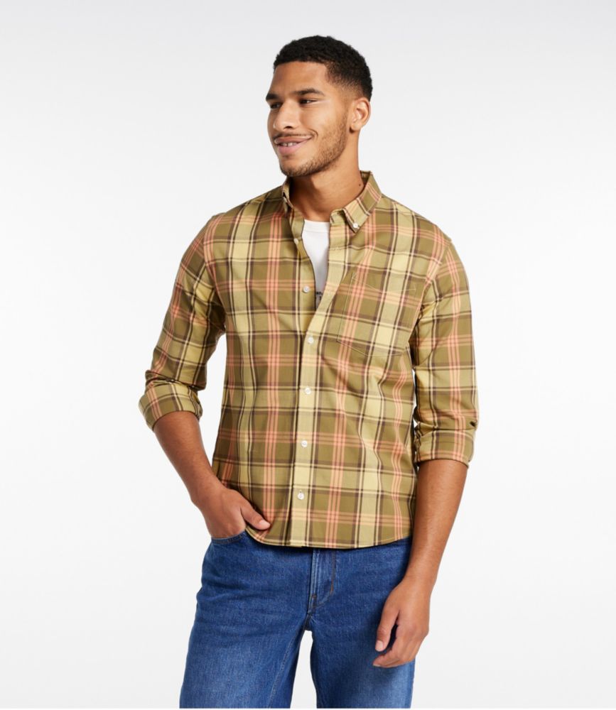 Men's Signature Stretch Poplin Shirt, Long-Sleeve, Slim Fit, Emerald Spruce, small image number 7