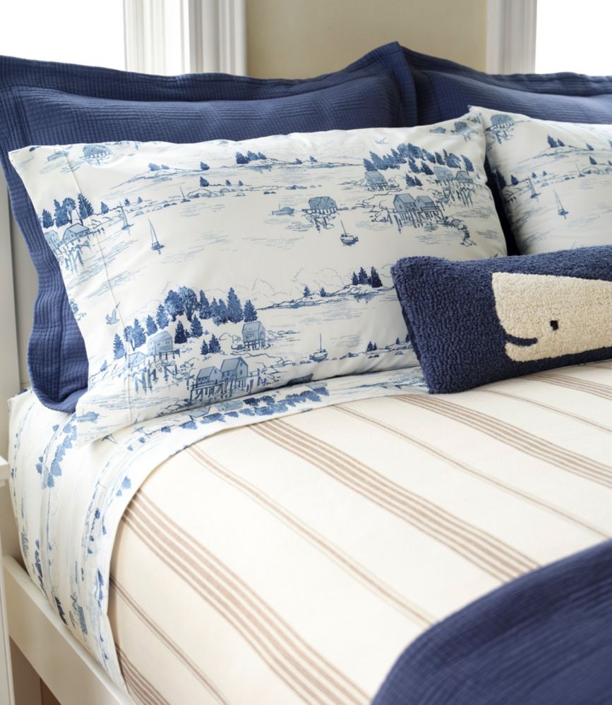 Coastal Landscape Percale Sheet Collection, Sea Salt, small image number 4