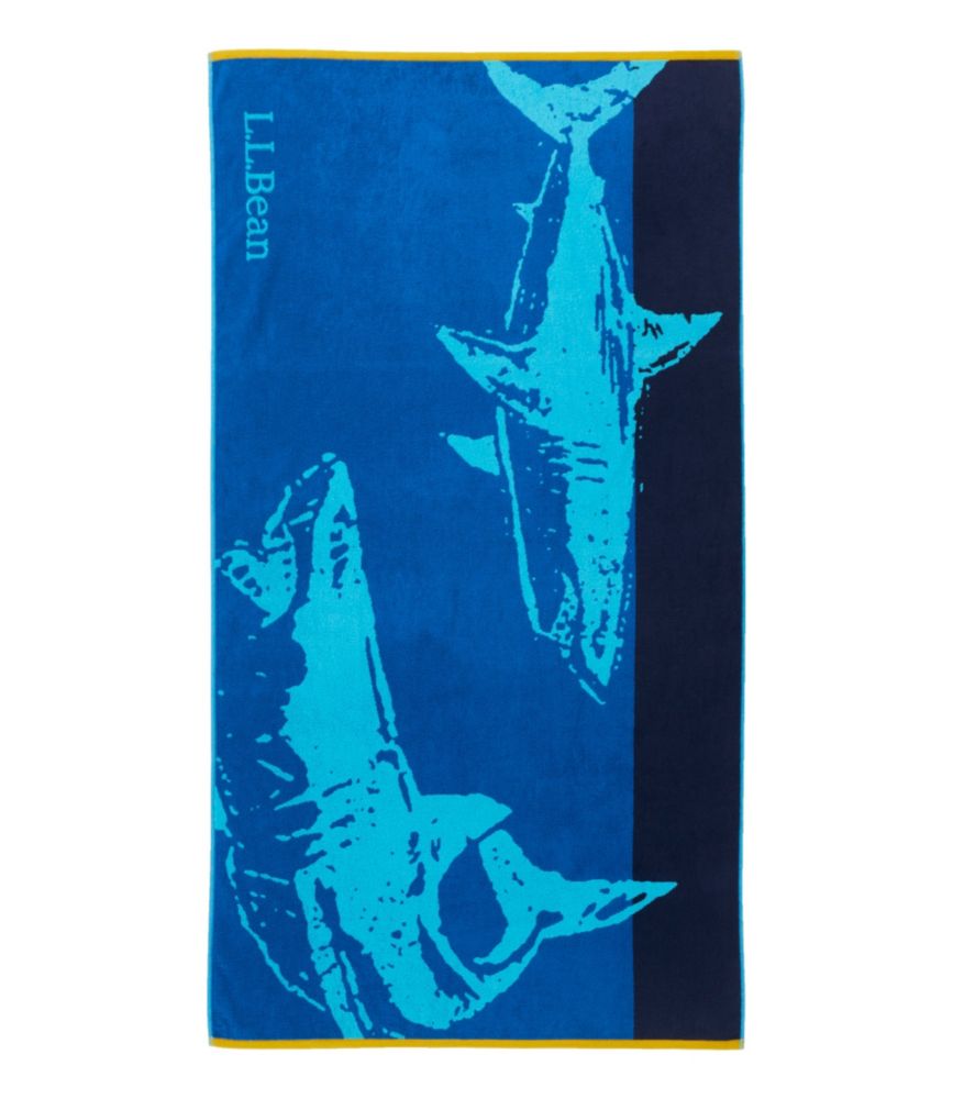 Seaside Beach Towel, Shark, Capri Blue, small image number 1