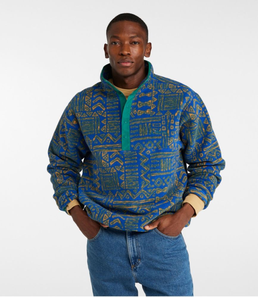 Adults' Bean's Classic Fleece Pullover, Print, Rangeley Blue Landscape, small image number 2