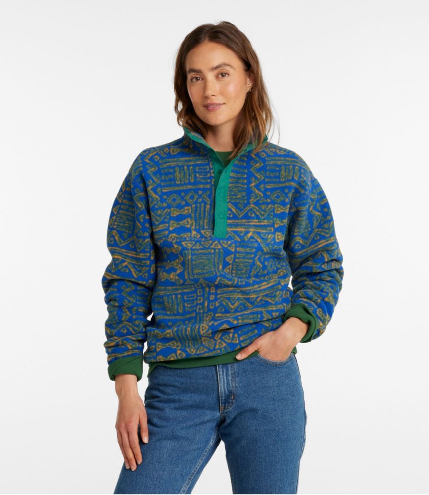 Adults' Bean's Classic Fleece Pullover, Print, Rangeley Blue Landscape, small image number 4