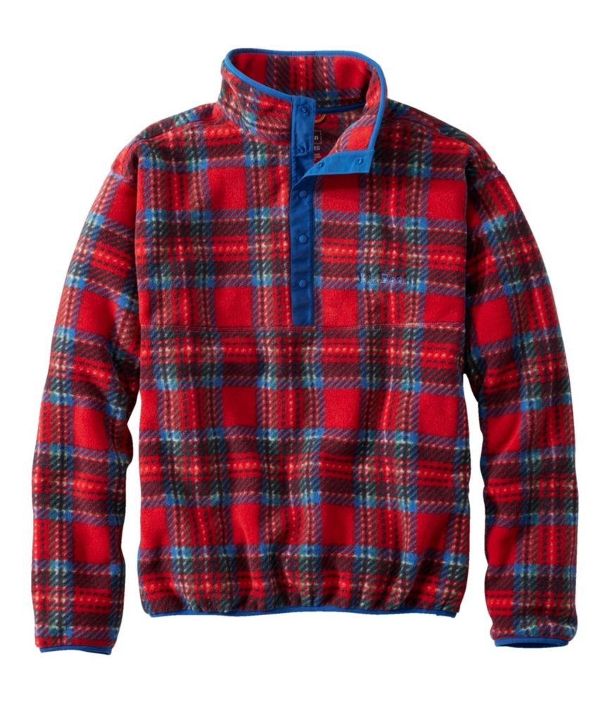 Adults' Bean's Classic Fleece Pullover, Print, Royal Stewart, small image number 1