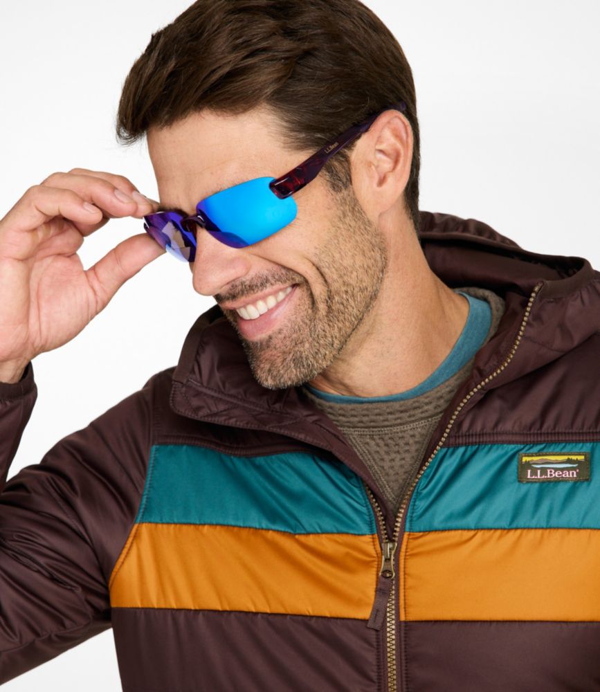 Adults' L.L.Bean Polarized Performance BiFocal Rimless Mirror Sunglasses, Shiny Dark Demi/Smoke Blue Mirror, small image number 6