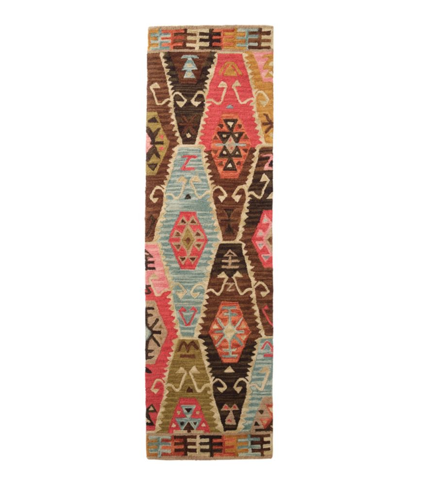 Rustic Geometric Wool Hooked Runner