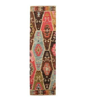 Rustic Geometric Wool Hooked Runner