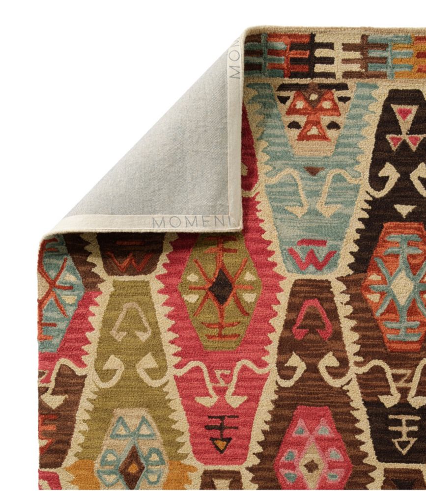 Rustic Geometric Wool Hooked Rug