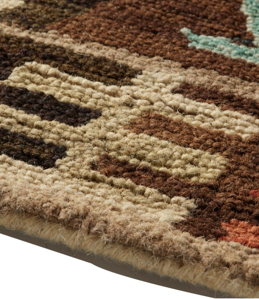 Rustic Geometric Wool Hooked Rug