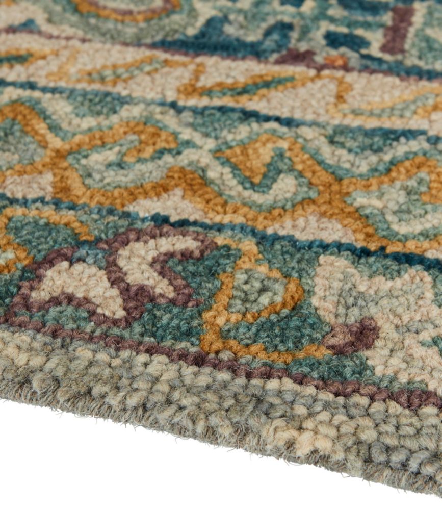 Bordered Medallion Wool Tufted Rug, Blue Multi