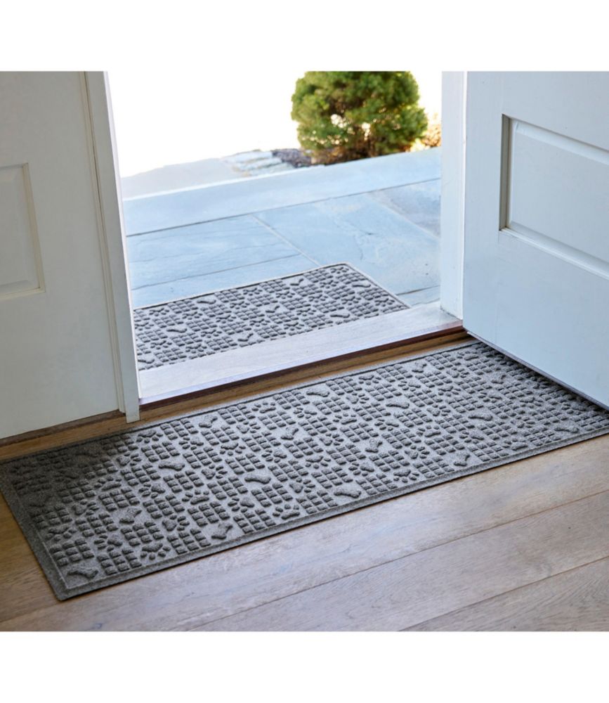 Recycled Waterhog 2' x 5' Wide Doormat, Dog Bones and Paws, Medium Gray, small image number 6