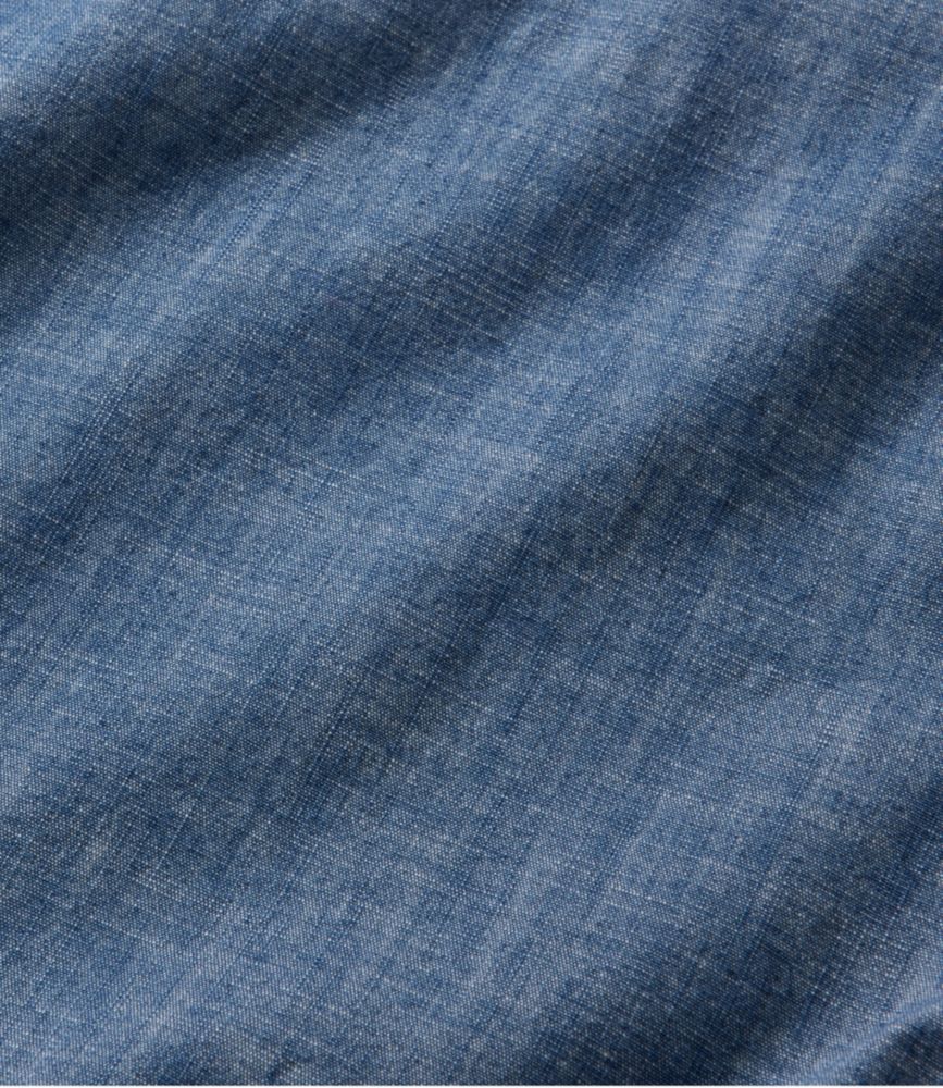 Men's Comfort Stretch® Chambray Shirt, Slightly Fitted Untucked Fit, Short-Sleeve, Indigo, small image number 7