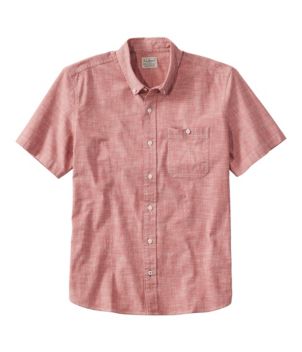 Men's Comfort Stretch® Chambray Shirt, Slightly Fitted Untucked Fit, Short-Sleeve