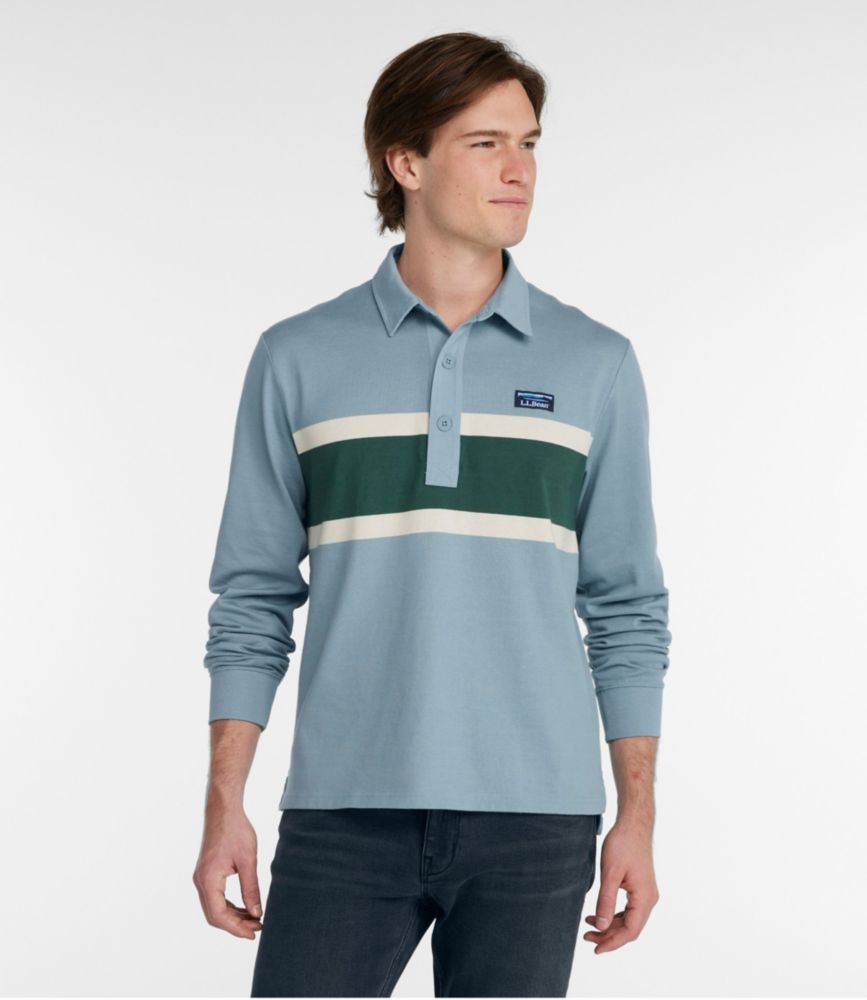 Men's Bean's Vintage Soft Rugby, Chest Stripe, Cadet Blue, small image number 2