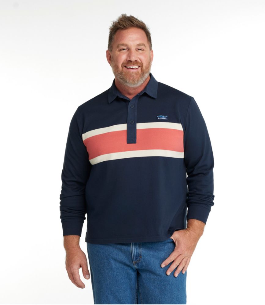 Men's Bean's Vintage Soft Rugby, Chest Stripe, Cadet Blue, small image number 4