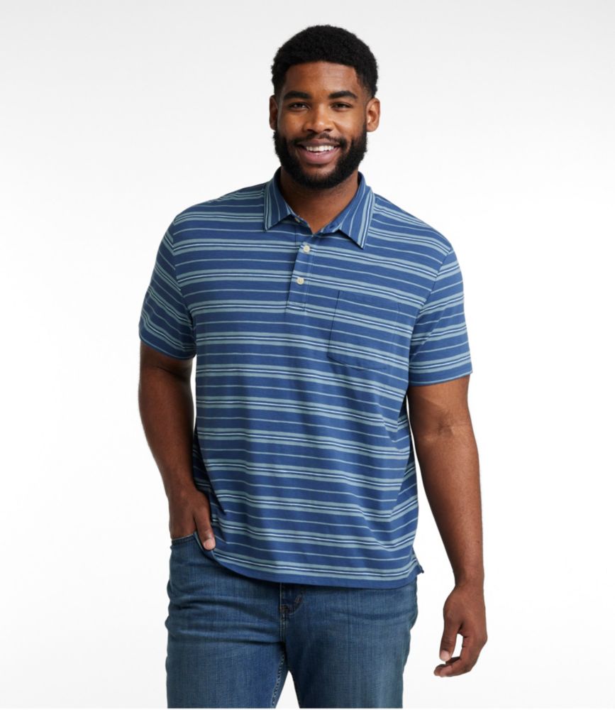 Men's Lakewashed Performance Polo, Short-Sleeve, Stripe, Bright Mariner, small image number 4